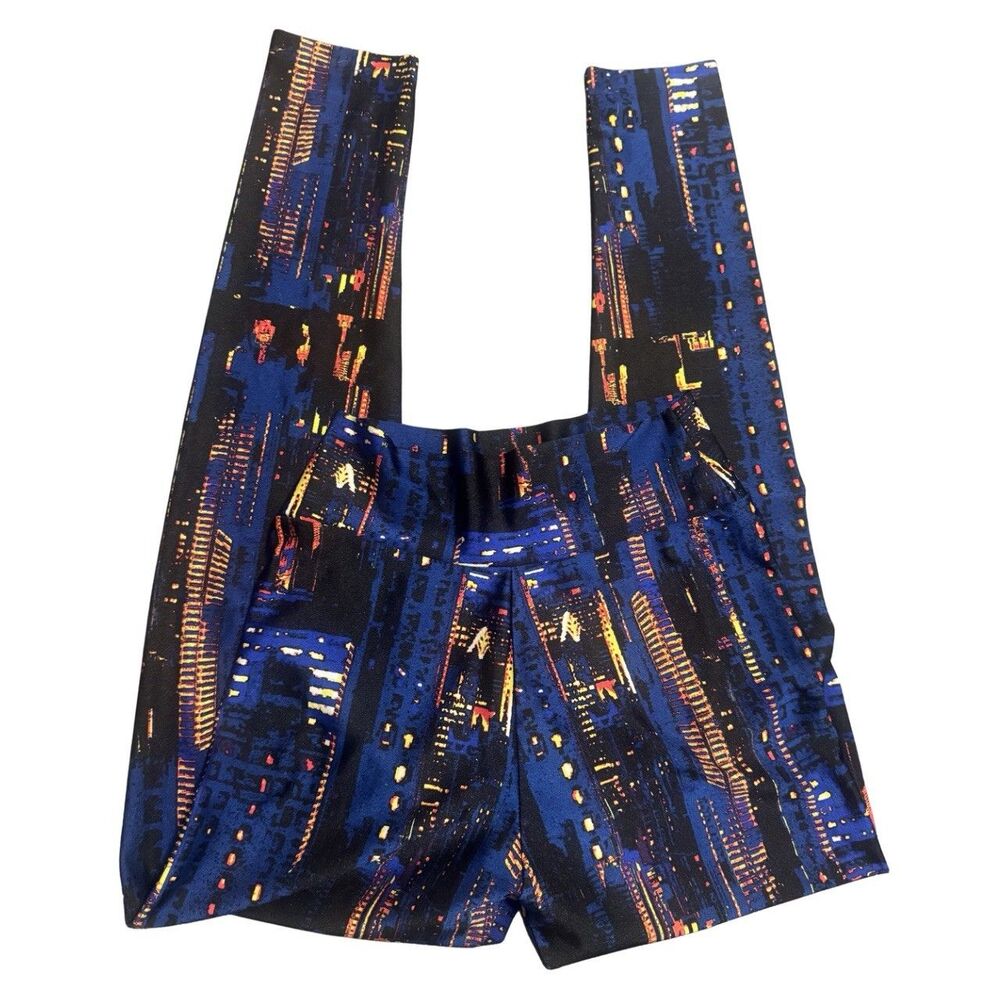 Retro Y2K Blue Futuristic Alt Cyber Glitchcore Maximalist Indie Sleaze Legging L